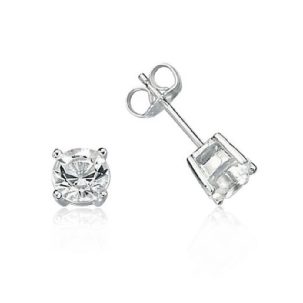 Renaissance Collection 14k White Gold CZ Stud Earrings